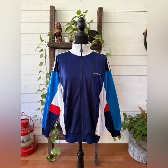 Adidas Vintage Navy Blue and White Zip-Up Track Jacket - Picture 13 of 17